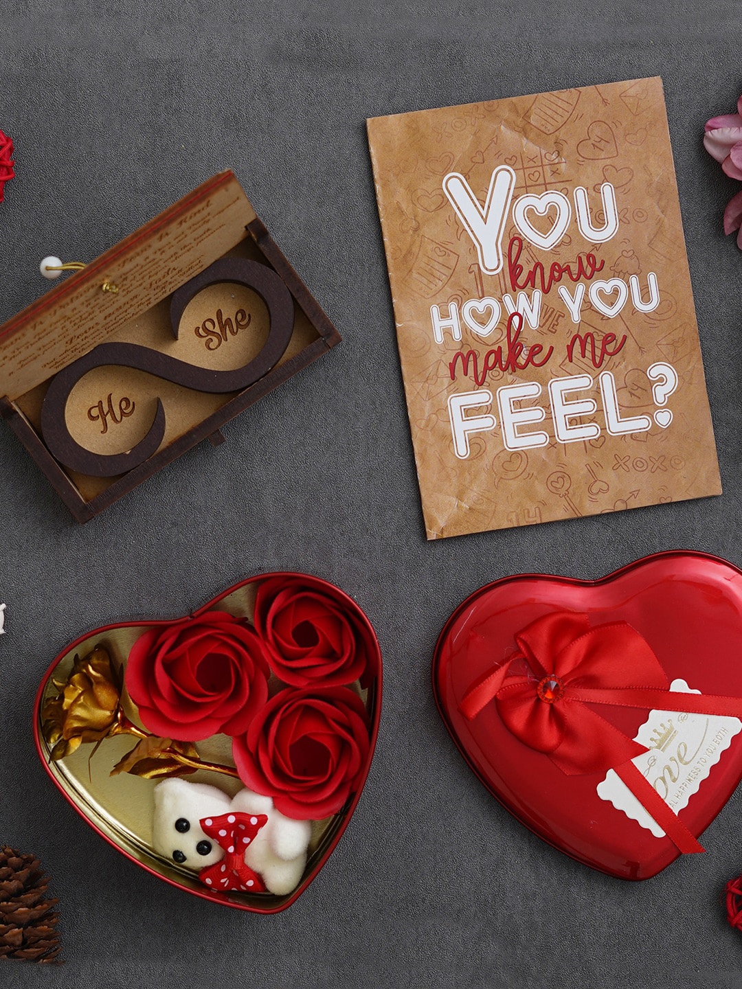 

eCraftIndia Red & Brown 3 Pieces Valentine Gift Set