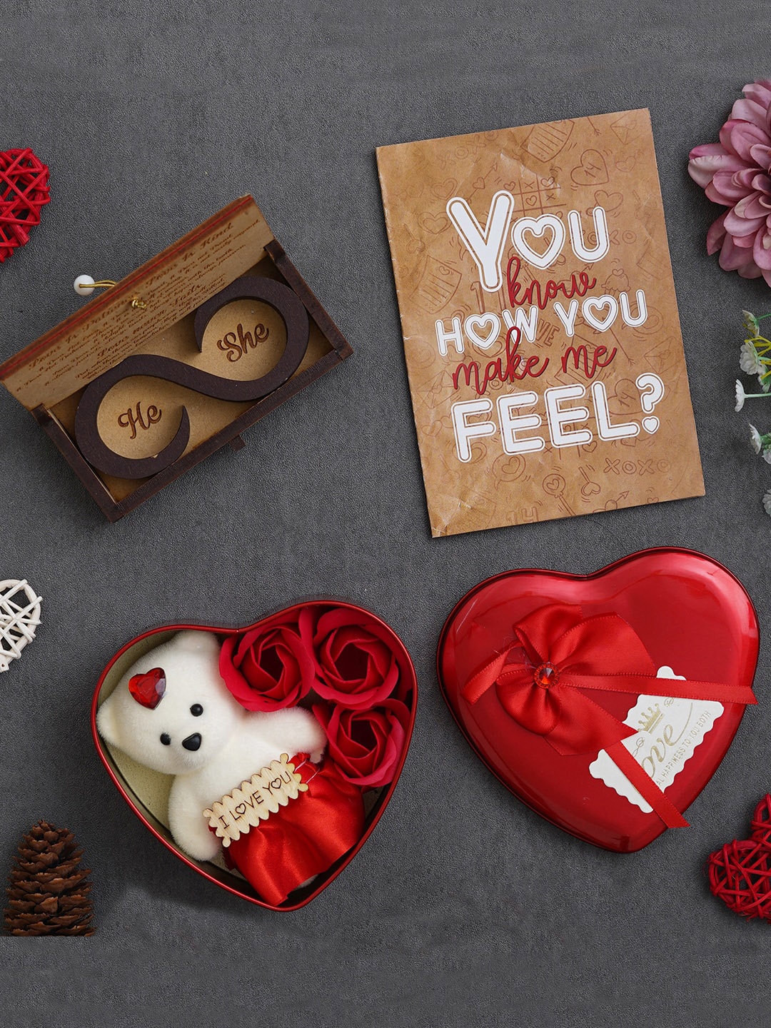 

eCraftIndia Red & Brown 3 Pieces Valentine Gift Set