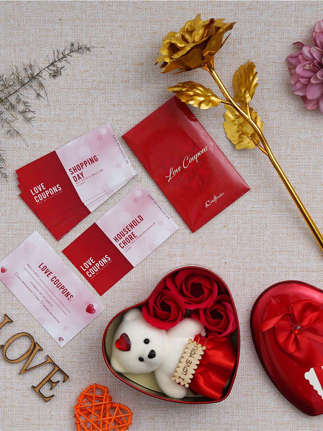 

eCraftIndia Red & White 3 Pieces Valentine Gift Set