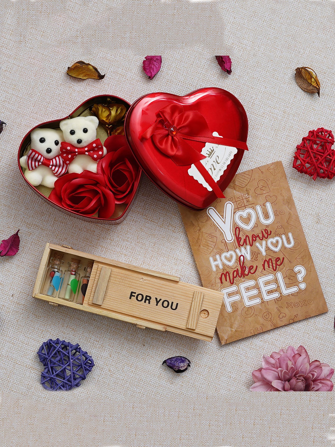 

eCraftIndia Red & Brown 3 Pcs Valentine's Day Gift Set