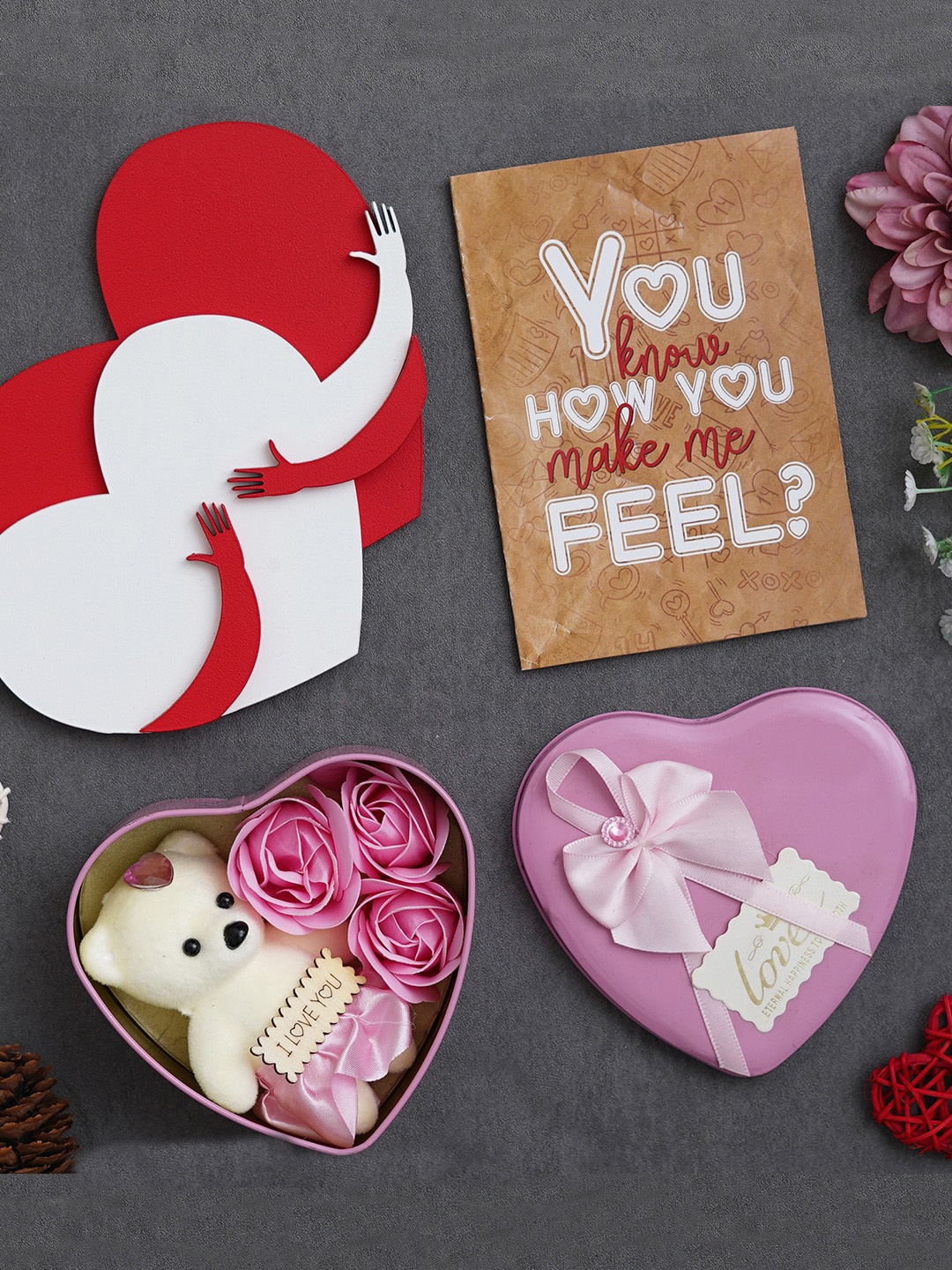 

eCraftIndia Pink & White 3 Pcs Valentine's Day Gift Set