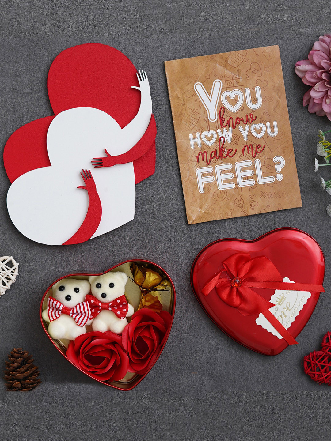 

eCraftIndia Red & Brown 3 Pieces Valentine Gift Set