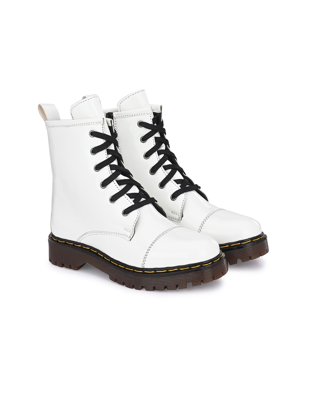 

Delize Women Contrast Lace Mid-Top Regular Boots, White