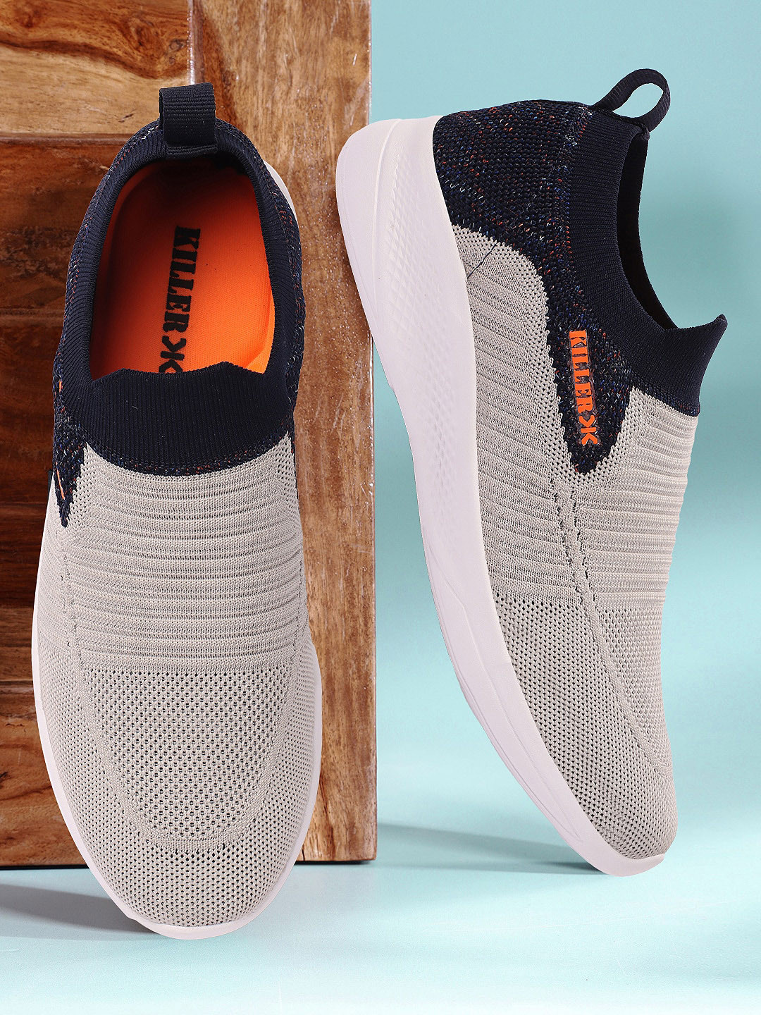 

Killer Men Colourblocked Lightweight Slip-On Sneakers, Grey