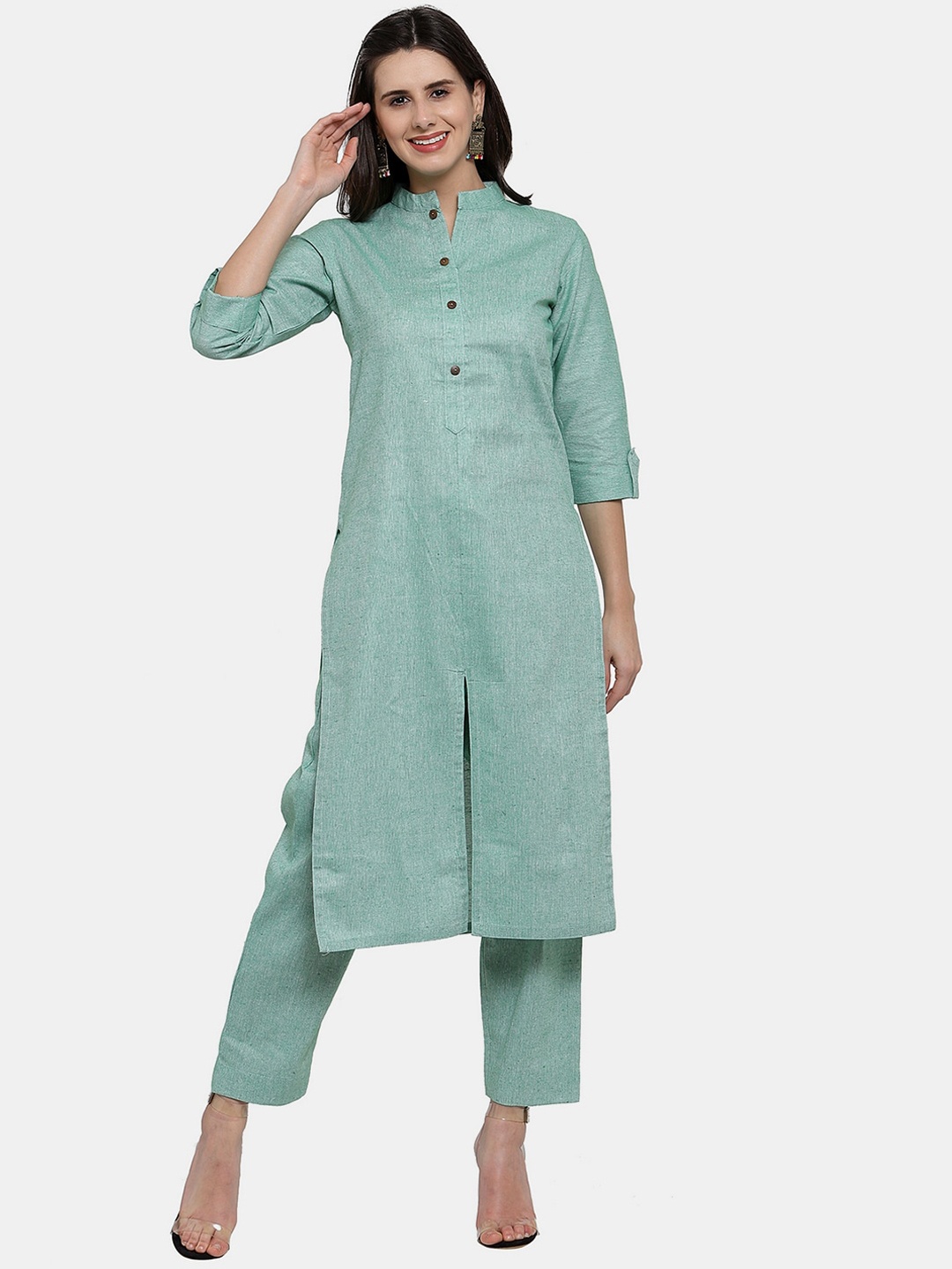

Sayesha Women Pure Cotton Kurta with Trousers, Green
