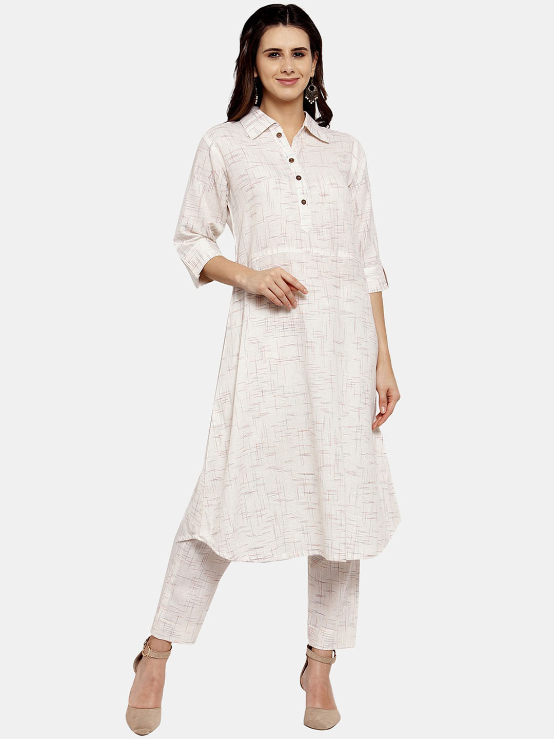 

Sayesha Women Woven Design Pure Cotton Kurta with Trousers, White