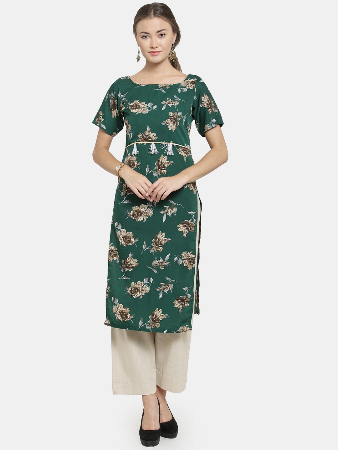 

Sayesha Women Floral Printed Kurta with Trousers, Green