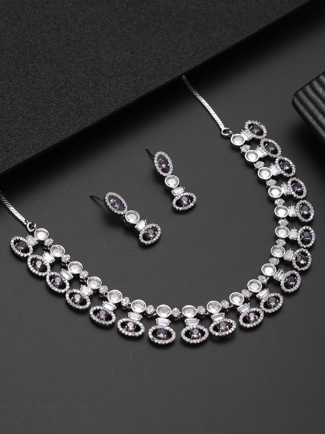 

Jazz and Sizzle Silver-Plated AD-Studded Jewellery Set