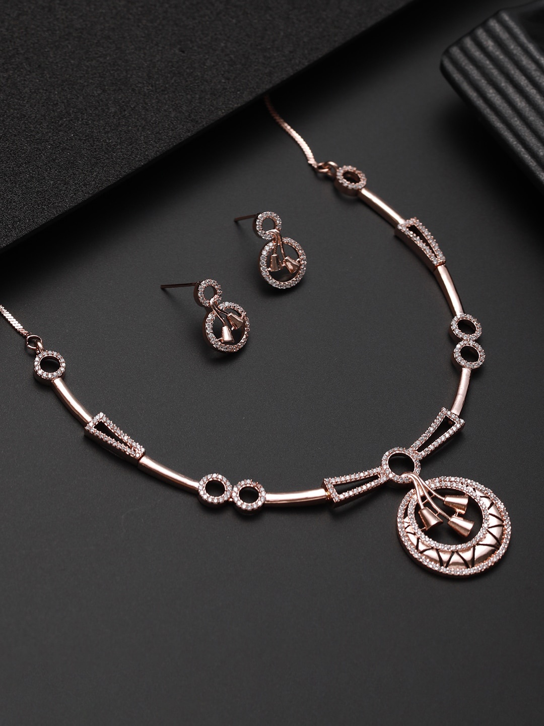

Jazz and Sizzle Rose Gold-Plated CZ-Studded Jewellery Set