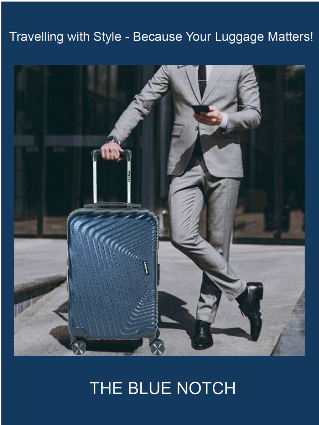 

CARRIALL Textured Hard Large Medium Luggage Trolley Bag 62 L, Navy blue