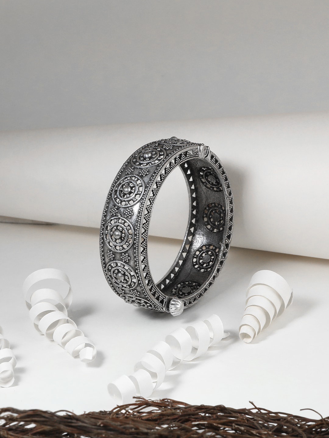

Adwitiya Collection Silver-Plated Oxidised Bangle