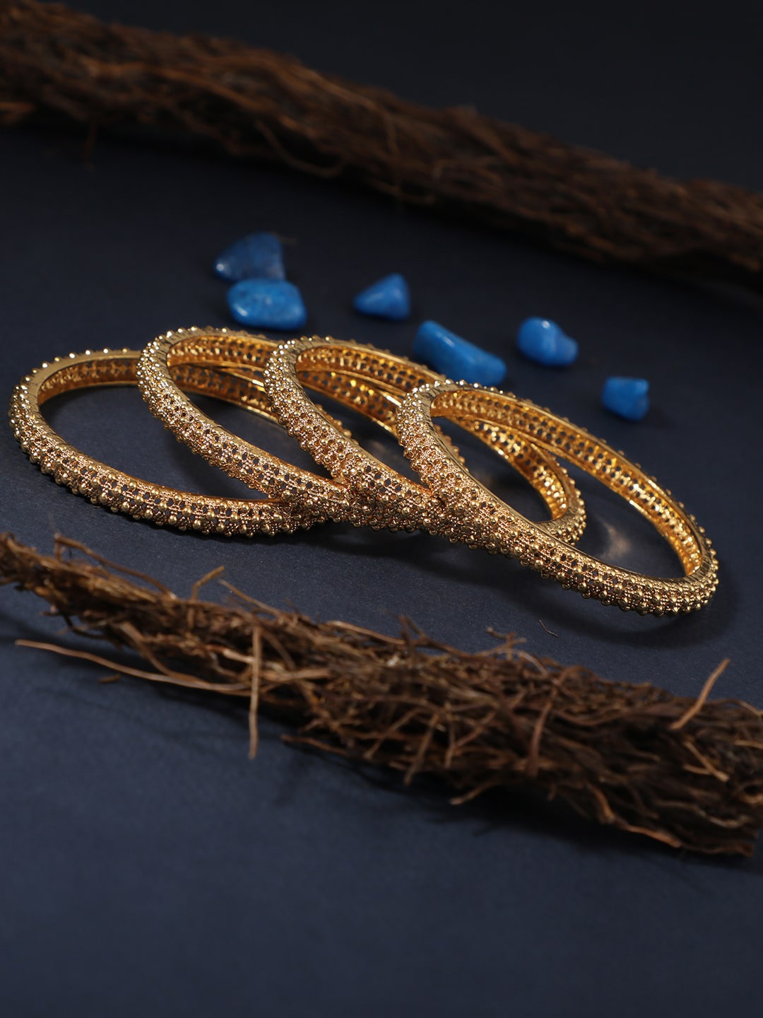 

Adwitiya Collection Set of 4 24 CT Gold-Plated Bangles