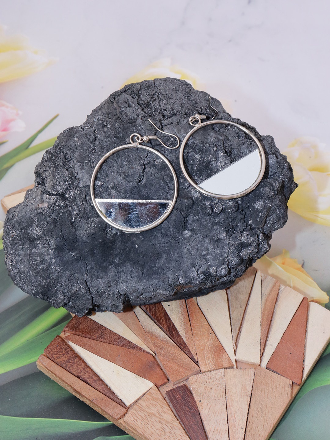 

VAGHBHATT Circular Drop Earrings, Black