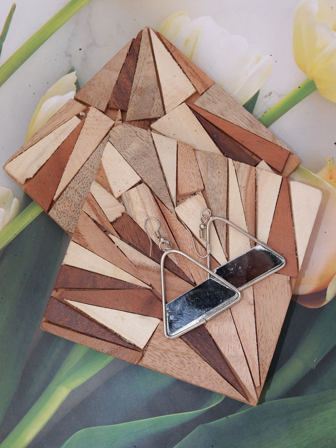 

VAGHBHATT Triangle Drop Earrings, Silver