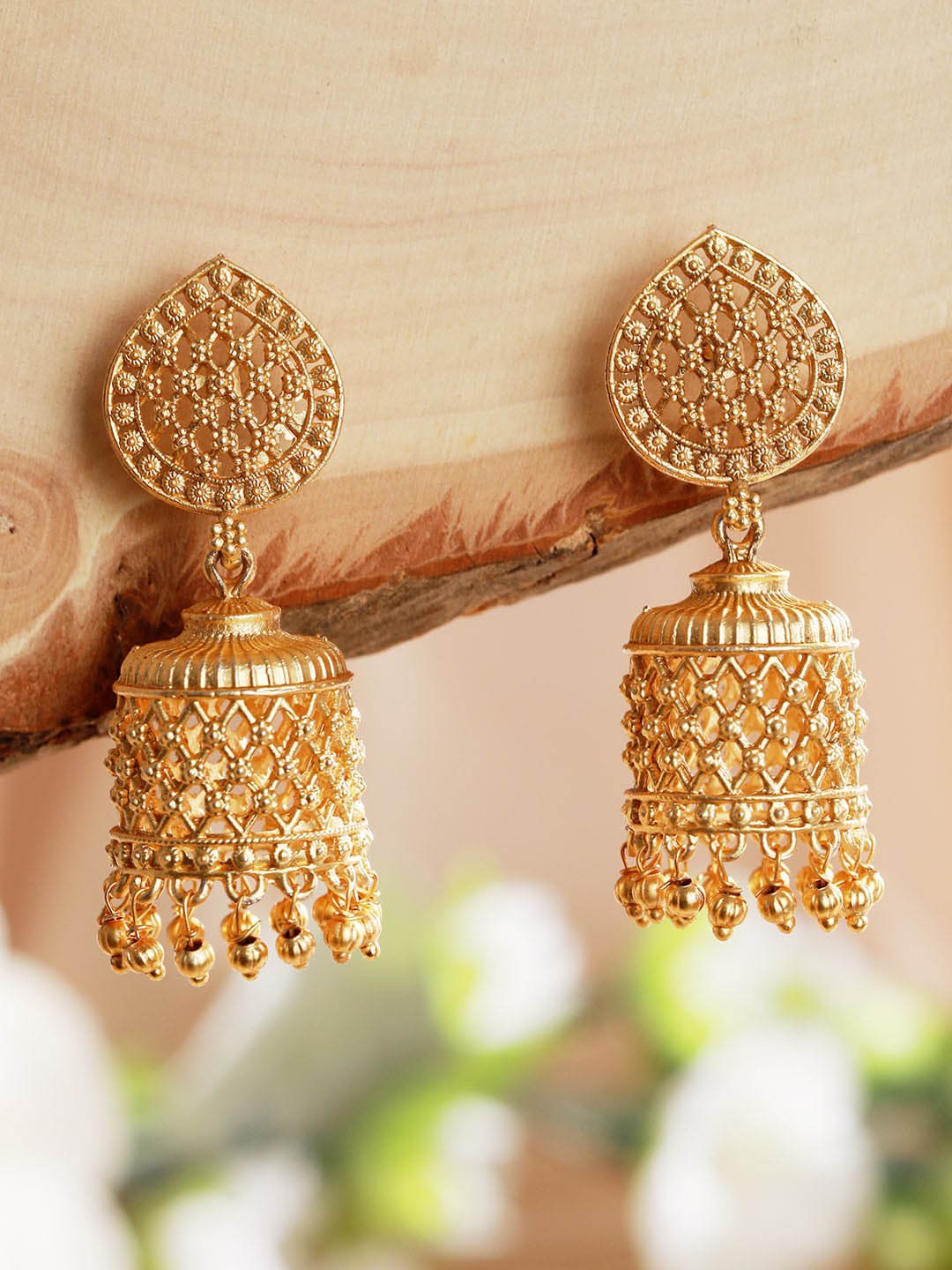 

Jazz and Sizzle Gold-Plated Contemporary Jhumkas Earrings, Yellow