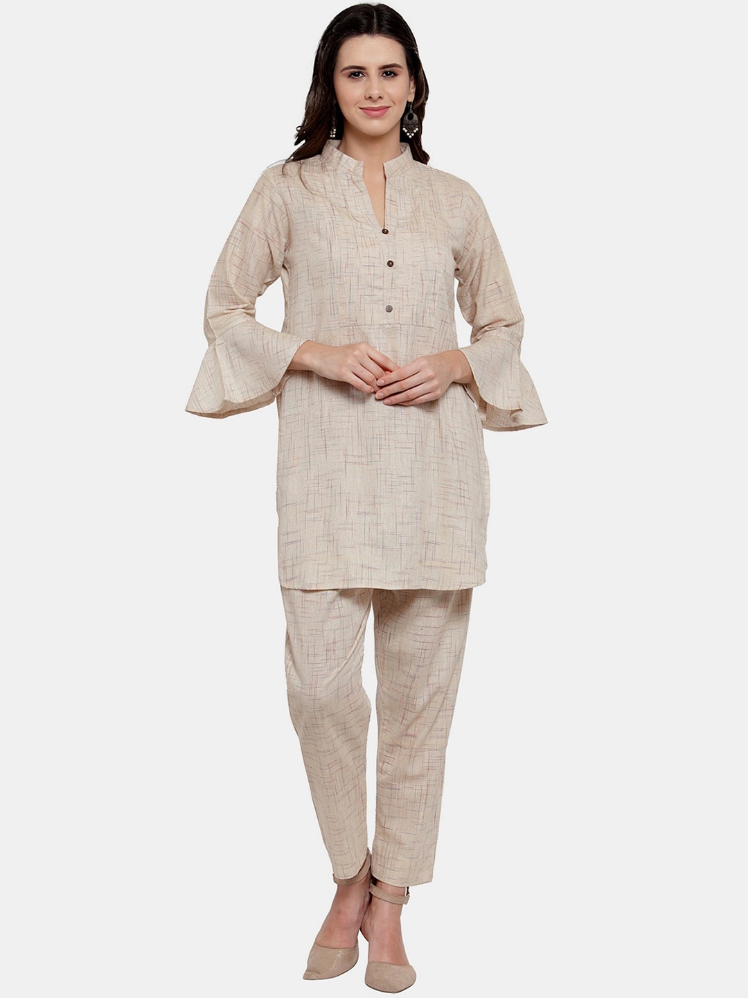 

Enchanted Drapes Women Pure Cotton Kurti with Trousers, Beige