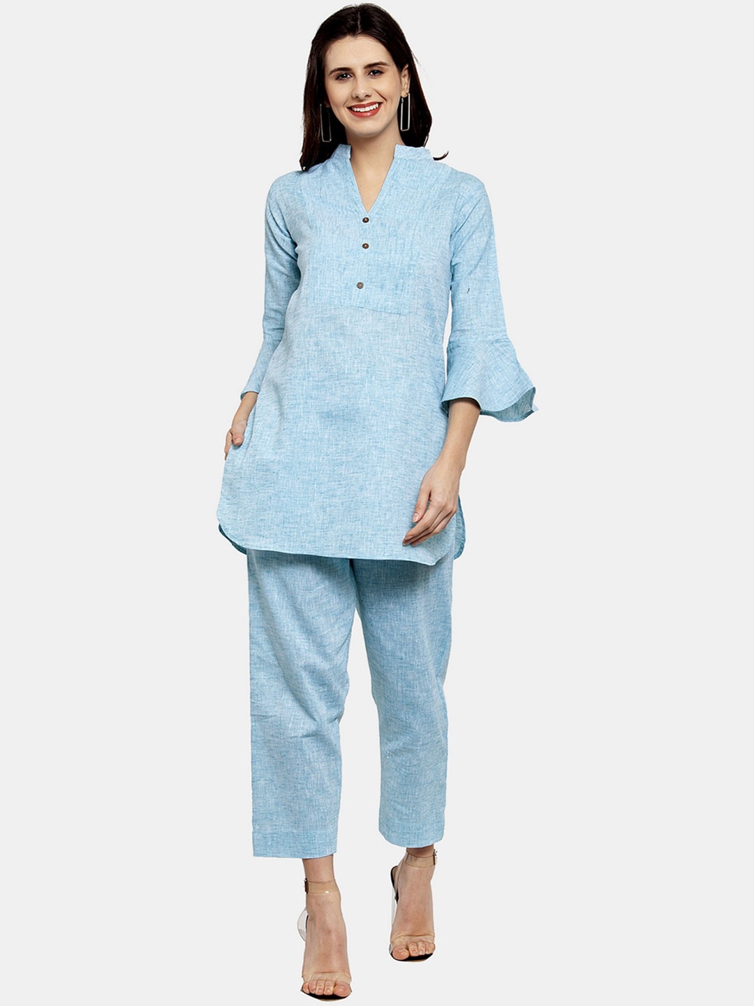 

Enchanted Drapes Women Pure Cotton Kurti with Trousers, Blue