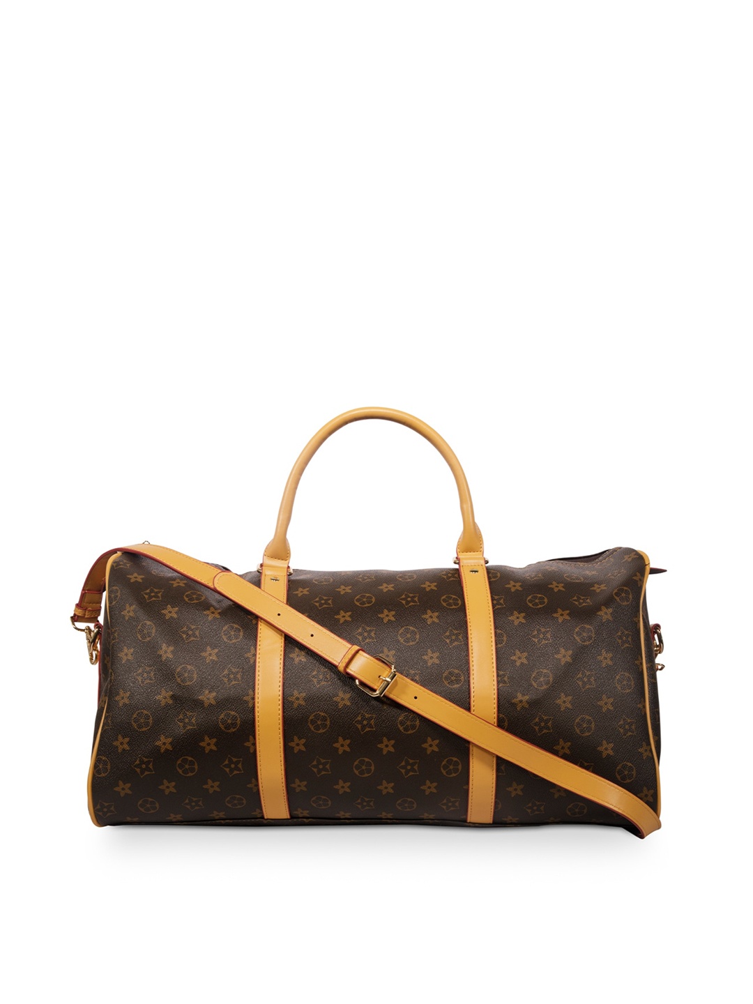 

NAEVE Printed Large Leather Duffel Bag, Brown