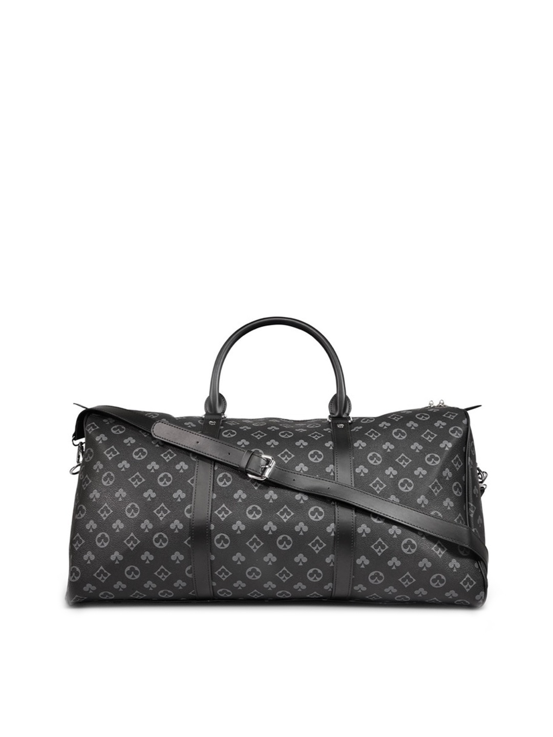 

NAEVE Printed Large Leather Duffel Bag, Black