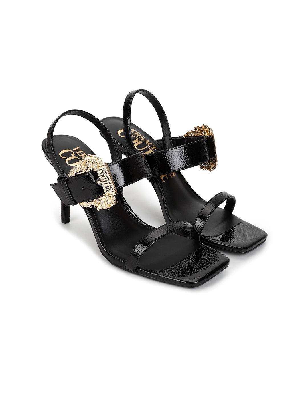 

Versace Jeans Couture Slim Heels With Buckles, Black