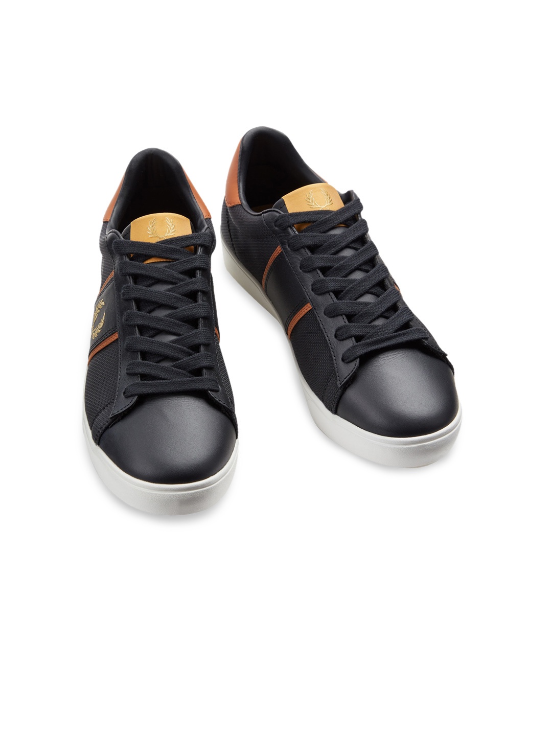 

Fred Perry Men Woven Design Leather Sneakers, Black