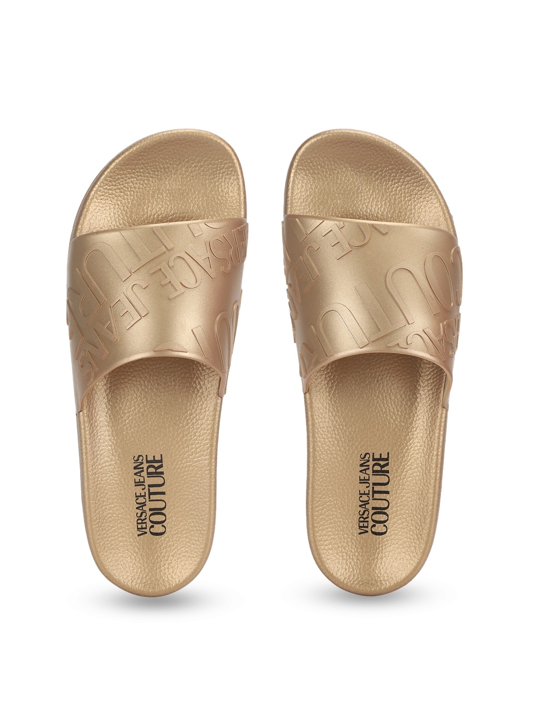 

Versace Jeans Couture Men Self Design Sliders, Gold