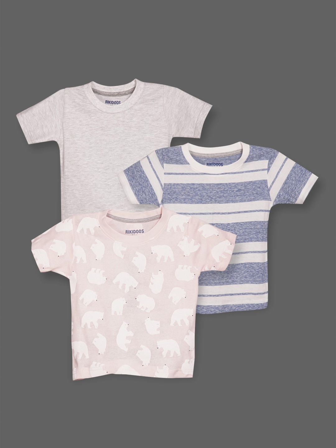 

RIKIDOOS Boys Pack Of 3 Printed Cotton T-shirt, White
