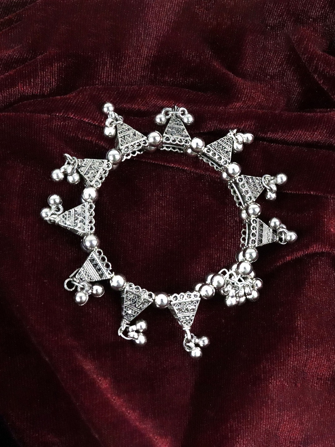 

VAGHBHATT Oxidised Silver-Plated Afghani Bangle