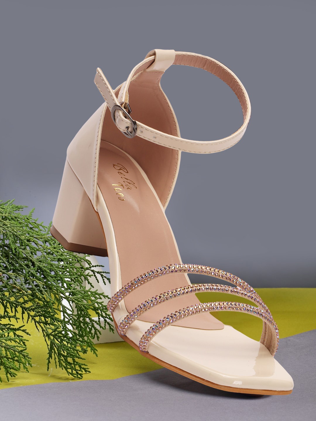 

Bella Toes Embellished Party Block Pumps, Cream