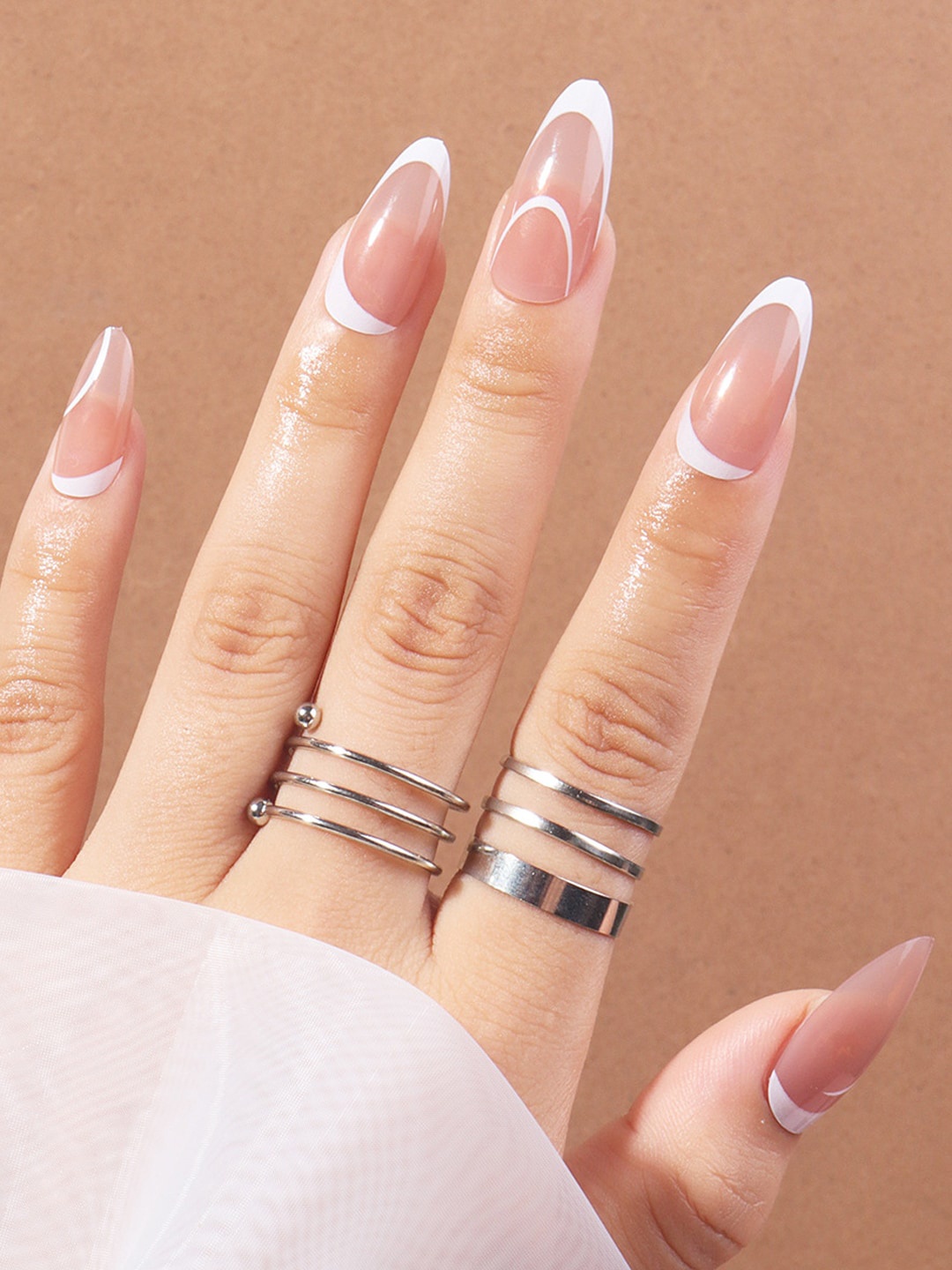 

Secret Lives 24 Pcs Translucent False Nails - Pink & White