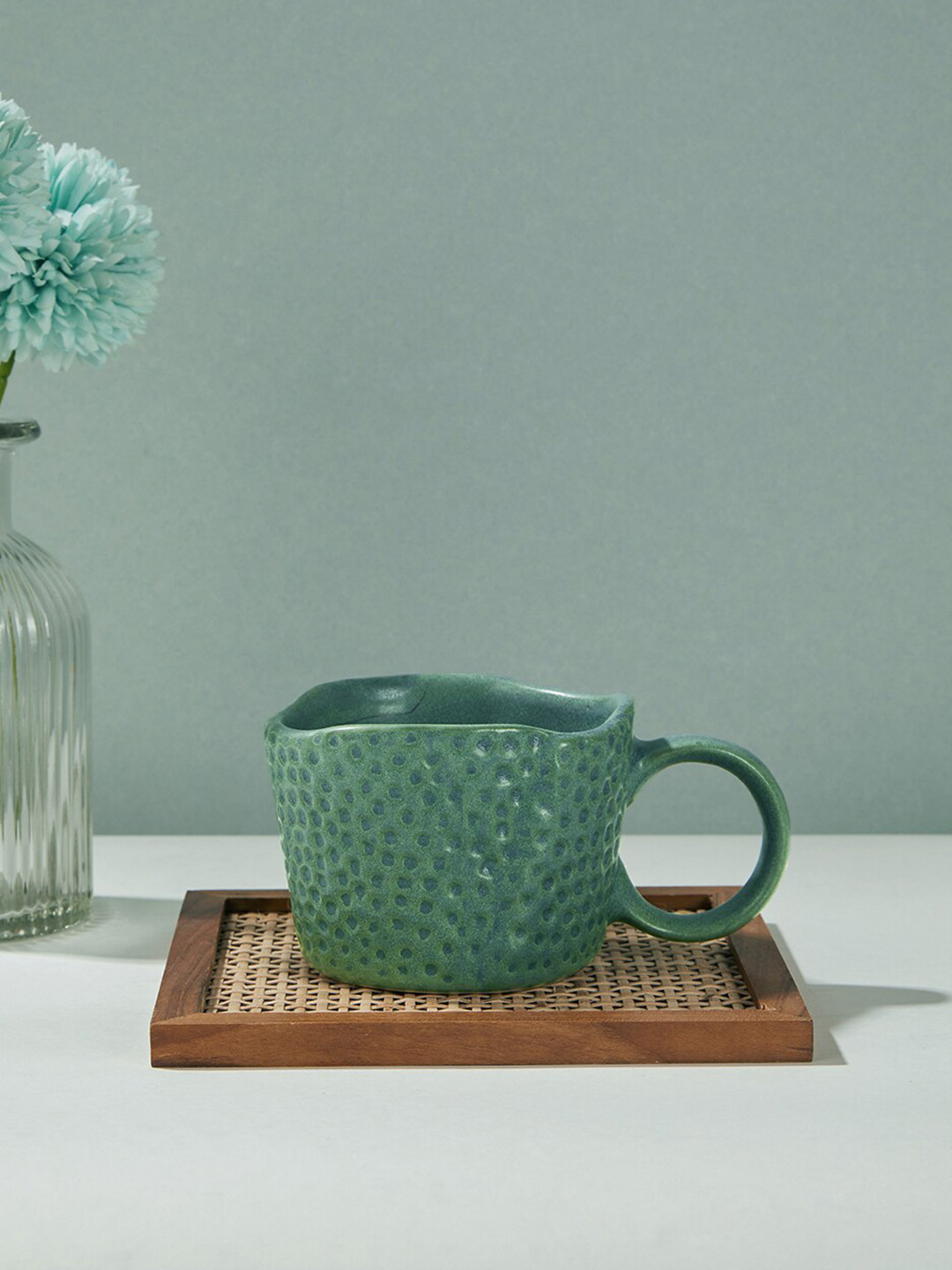 

Fabindia Rasoi Green Textured Ceramic Glossy Coffee Mug