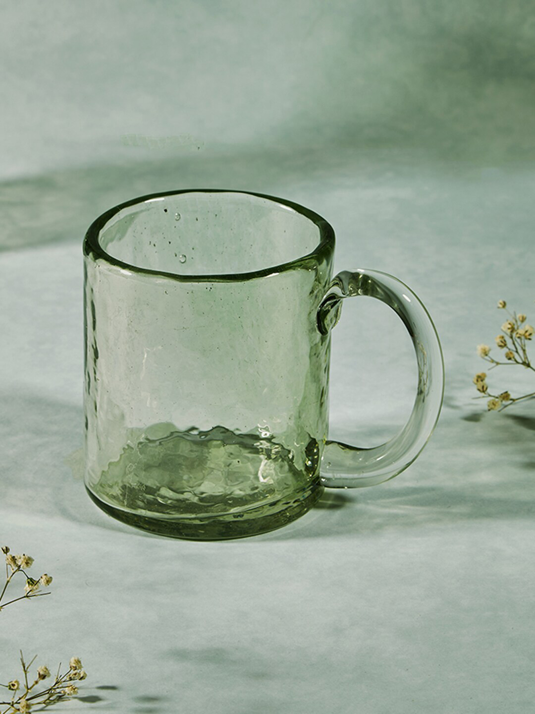 

Fabindia Pardarshee Green Glass Glossy Mug 270 ml