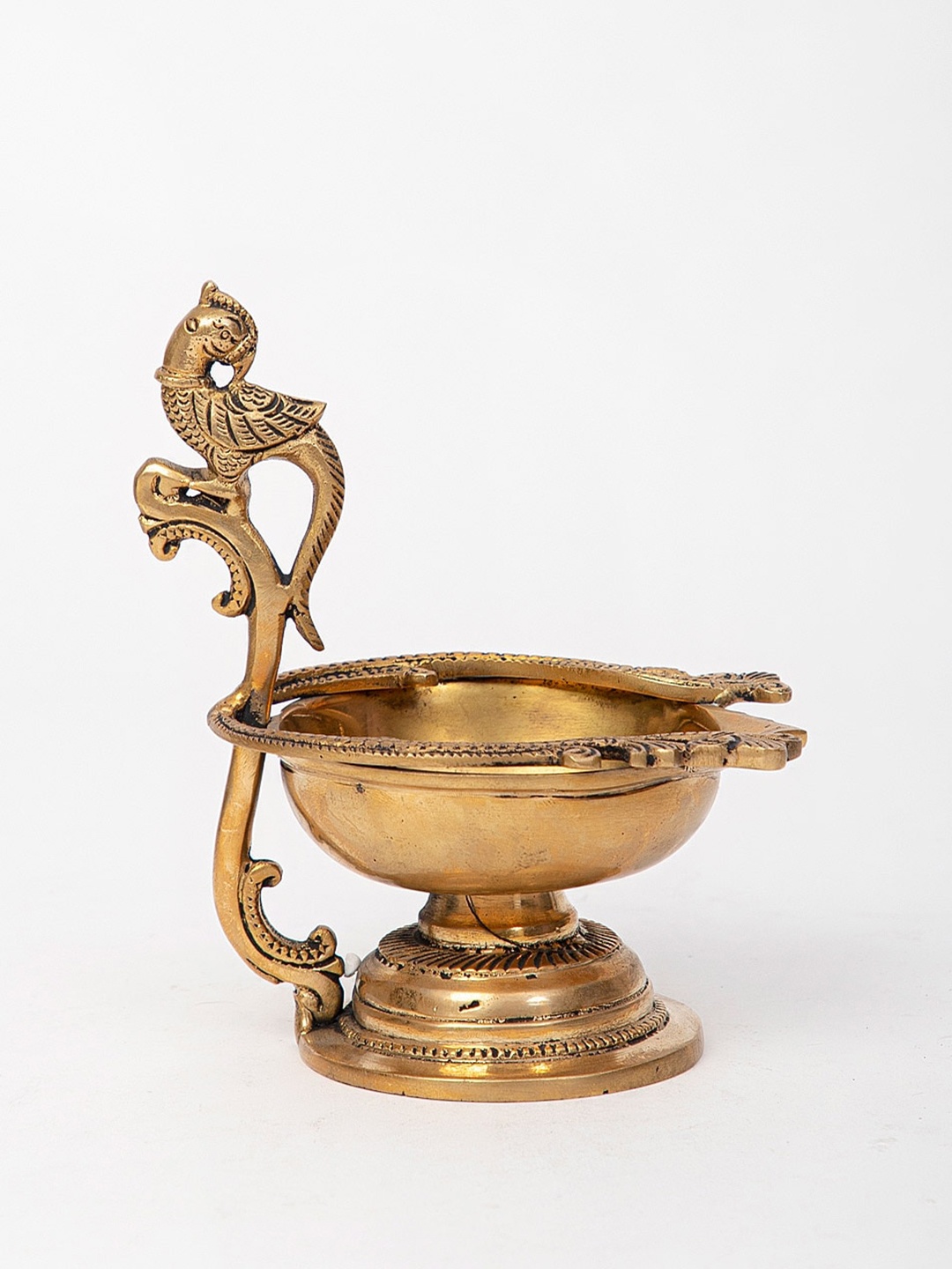 

Fabindia Mehnoor Textured Metal Diya Bird, Gold