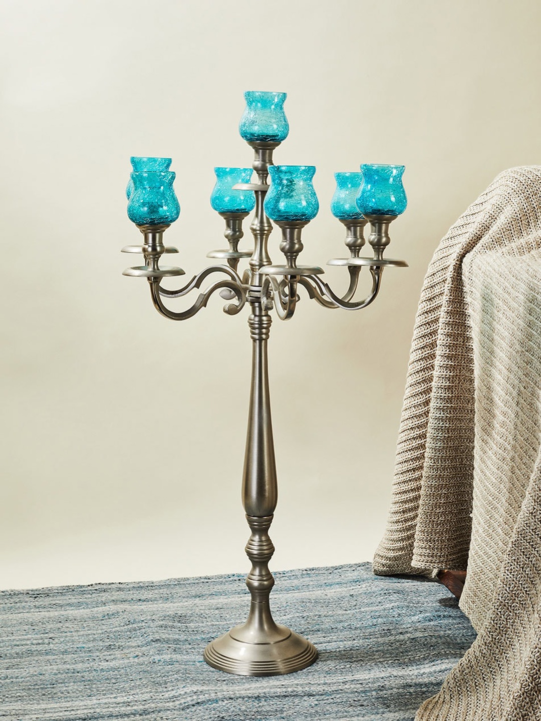 

Fabindia Aadhya Blue Candleabra T-Lite Candle Holder