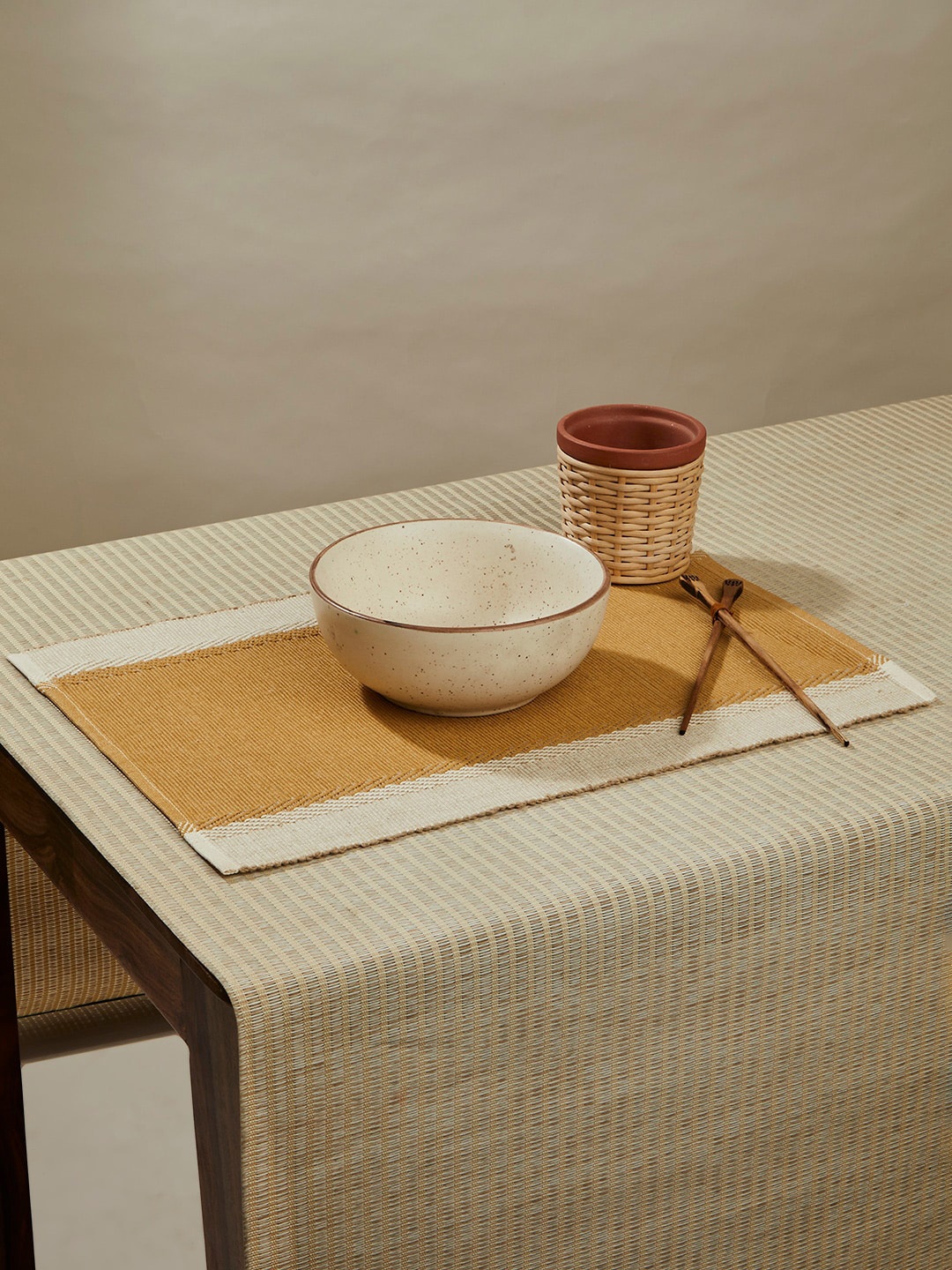 

Fabindia Samara Beige & Yellow 6 Pieces Striped Cotton Table Placemats