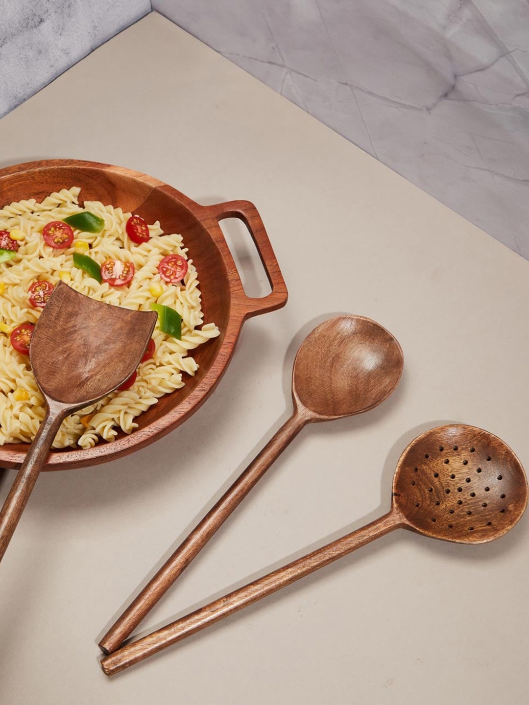 

Fabindia Natural 3 Pieces Brown Wooden Servers Set