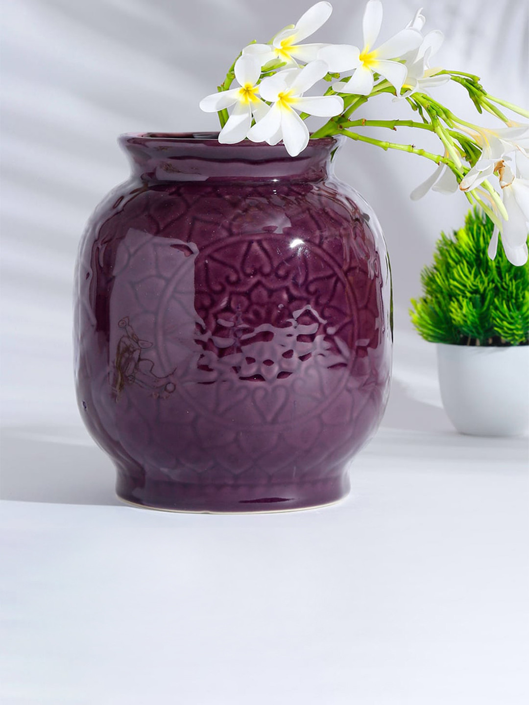 

Fabindia Pragya Purple Ceramic Medium Flower Vase