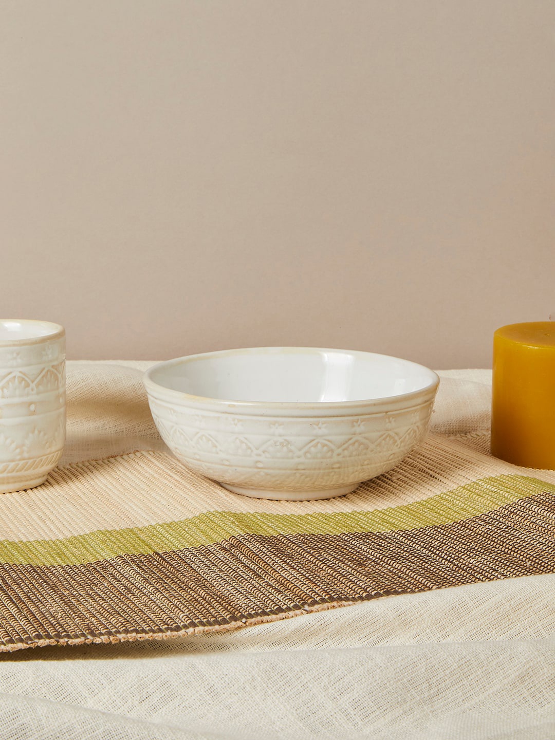 

Fabindia Idika White Ceramic Small Serving Bowl