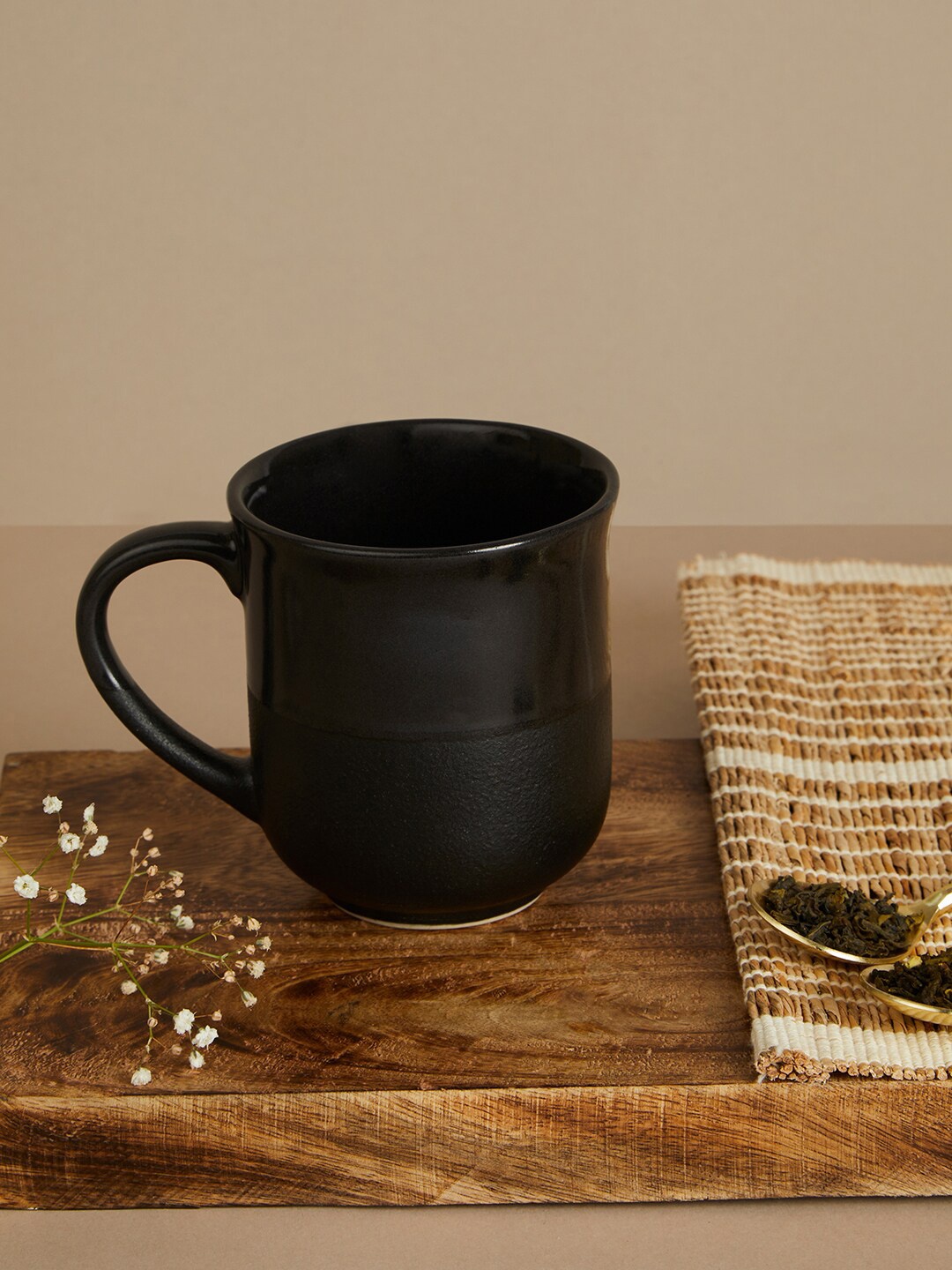 

Fabindia Maaya Black Ceramic Glossy Coffee Mug 360 ml