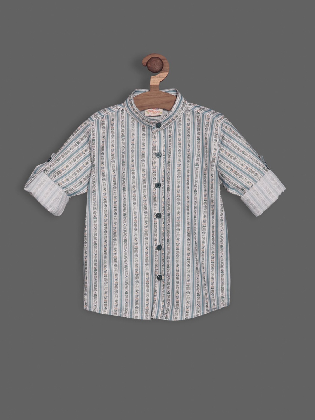 

RIKIDOOS Boys Striped Casual Cotton Shirt, Blue