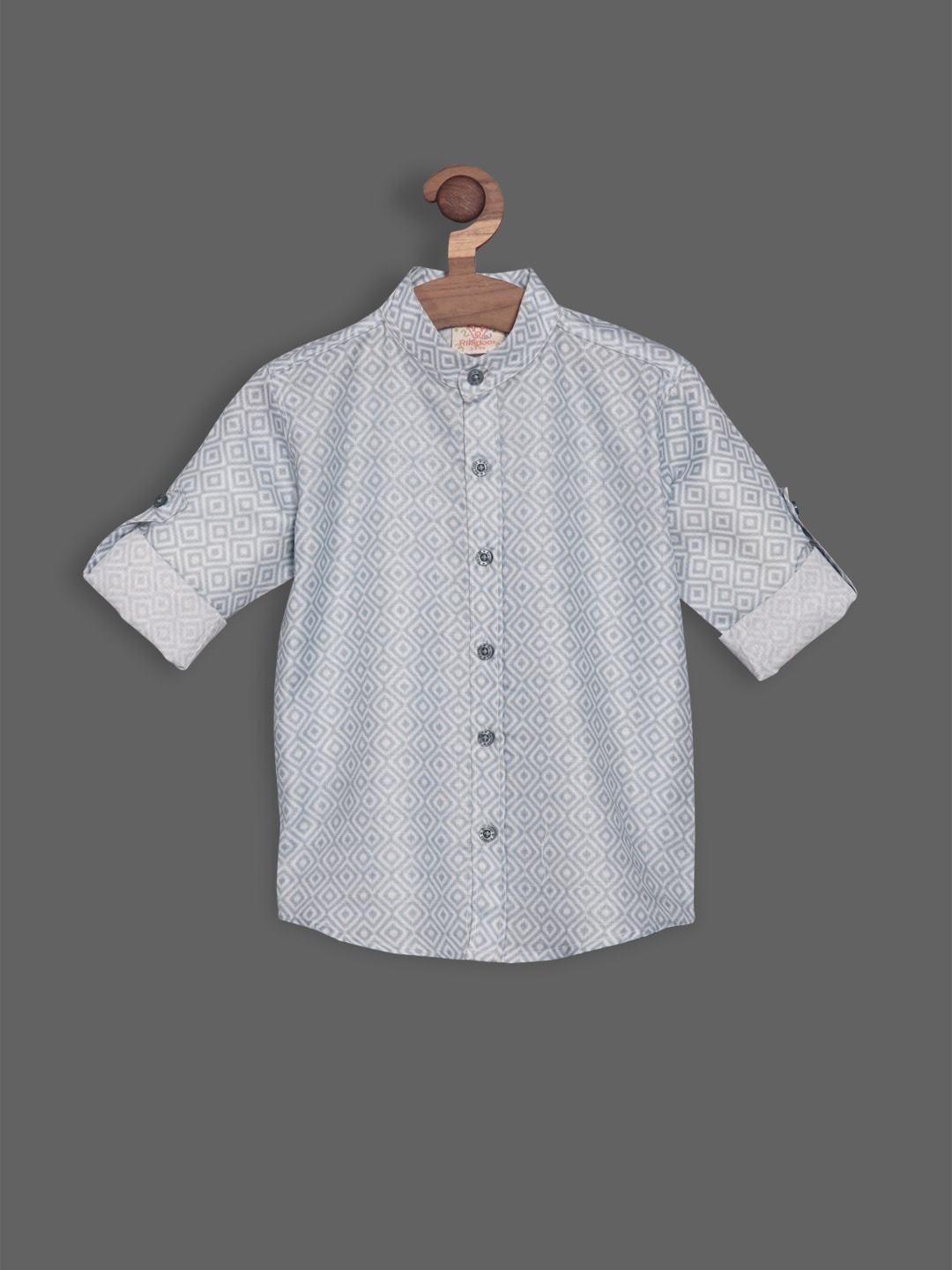 

RIKIDOOS Boys Printed Casual Cotton Shirt, Blue
