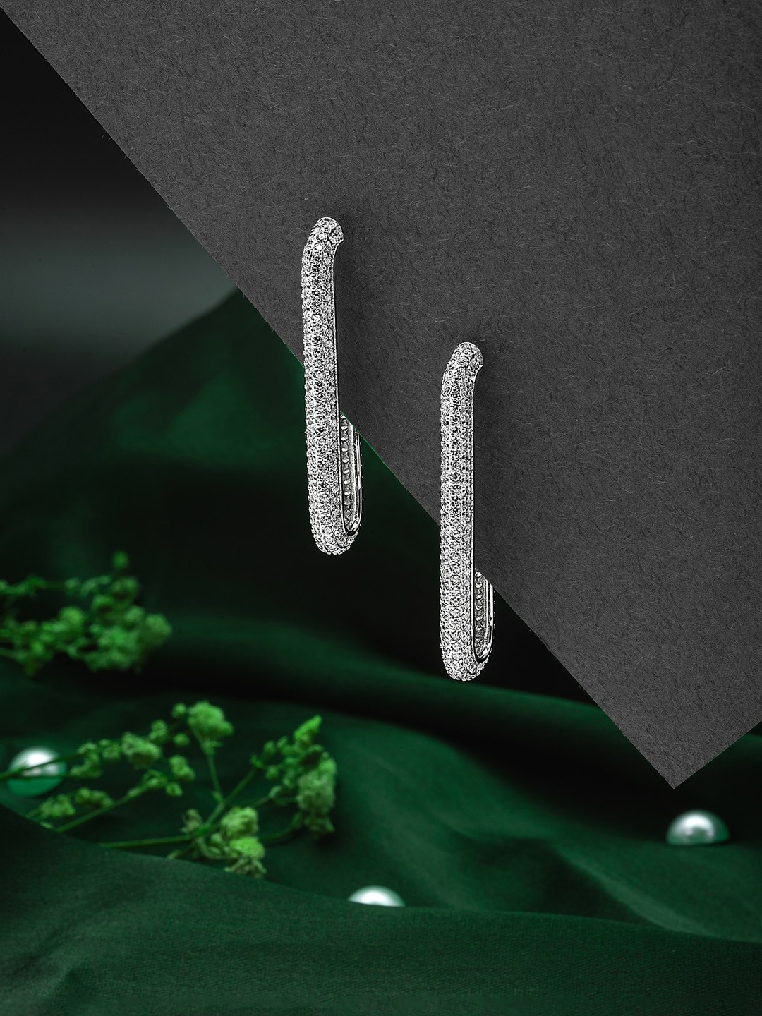 

SILBERRY Silver Plated Contemporary Drop Earrings