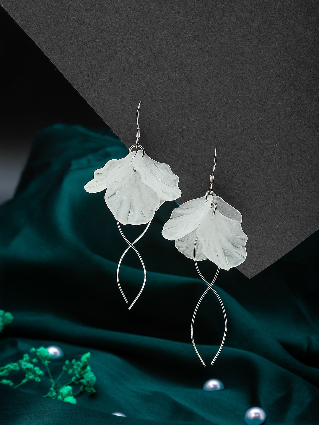 

SILBERRY Silver-Plated Contemporary Drop Earrings