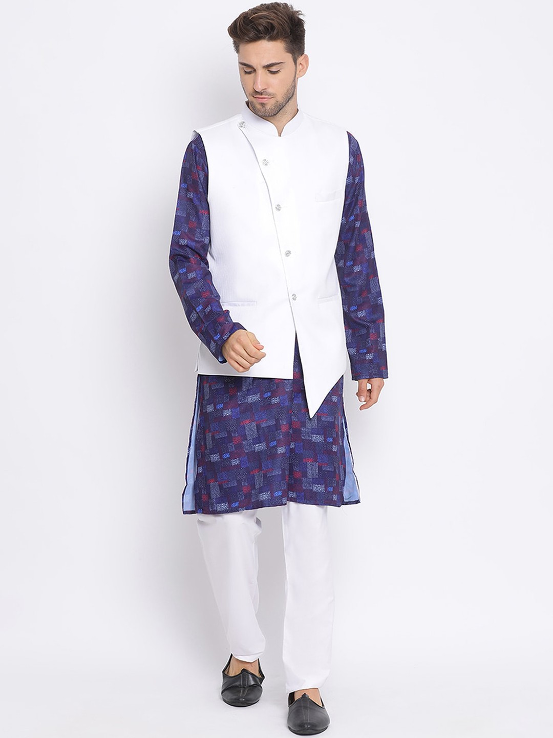

Hangup Men Printed Kurta with Pyjamas, Navy blue