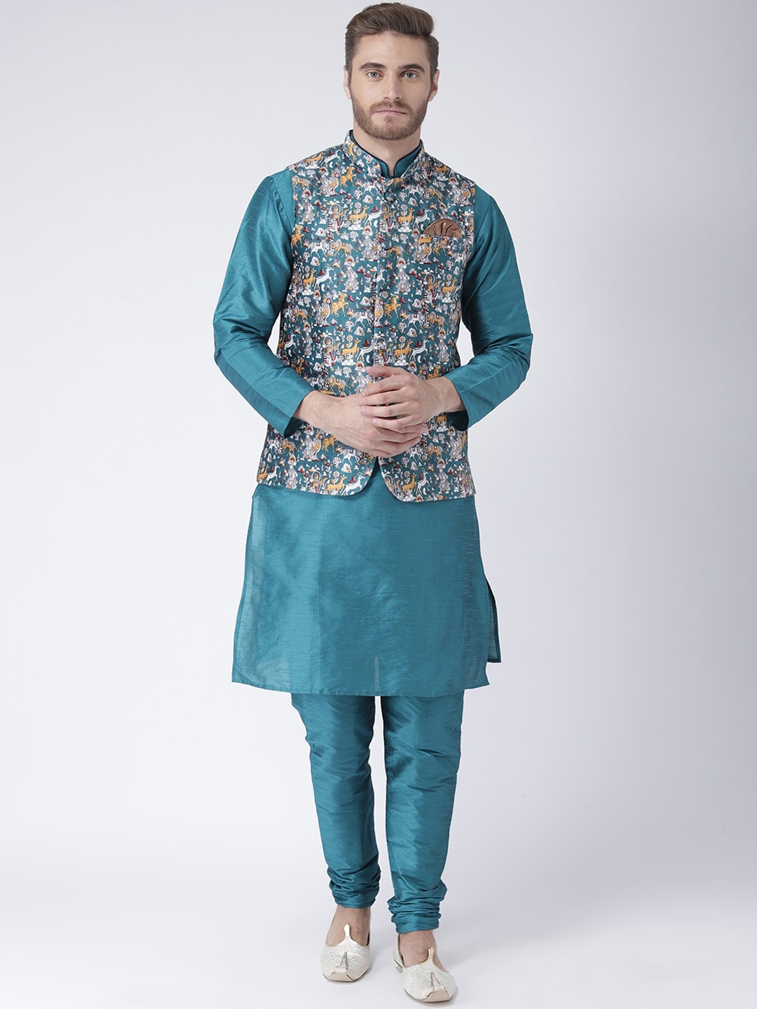 

hangup trend Men Kurta Set With Nehru Jacket, Blue