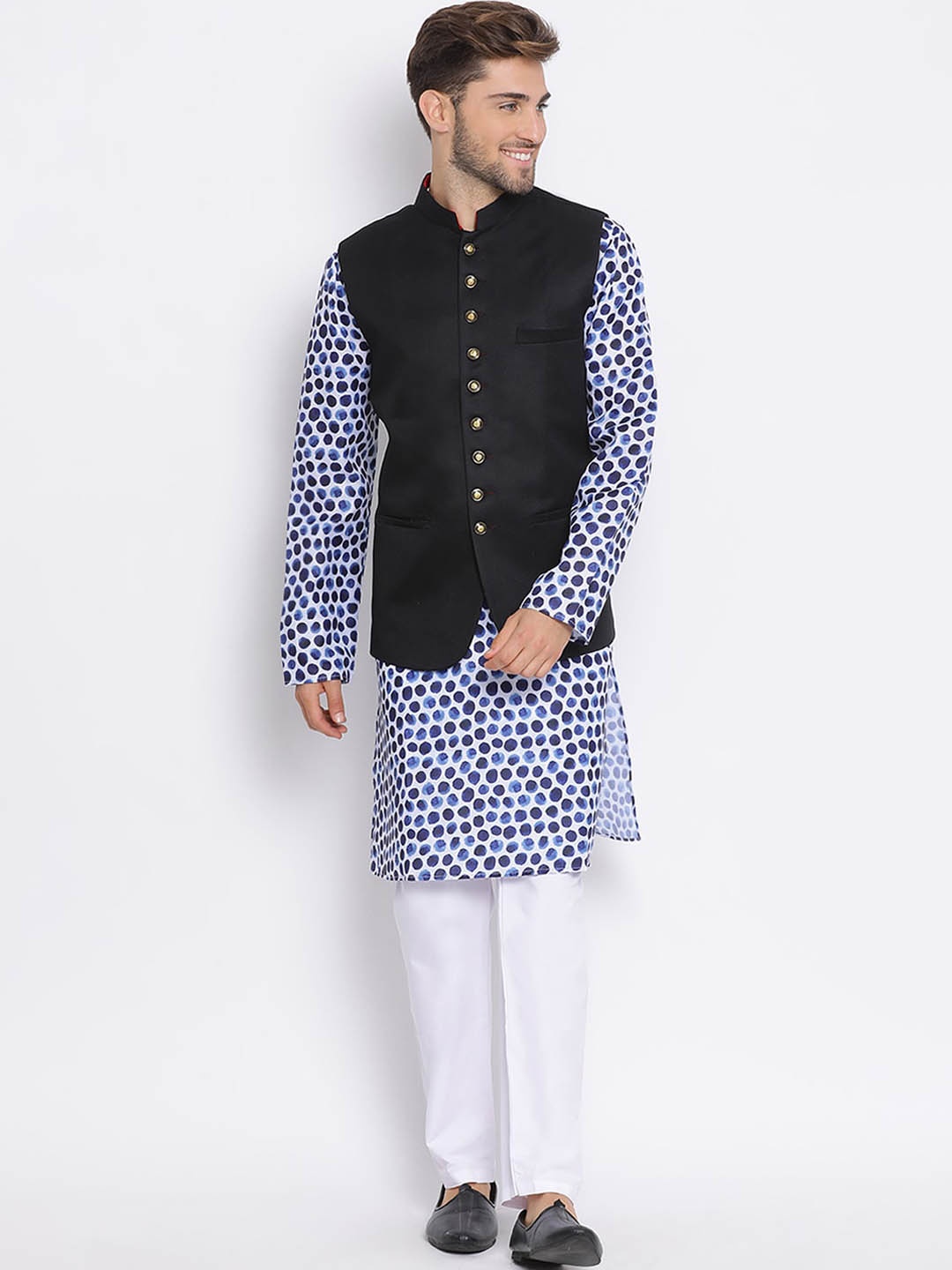 

hangup trend Men Printed Kurta with Pyjamas, Blue