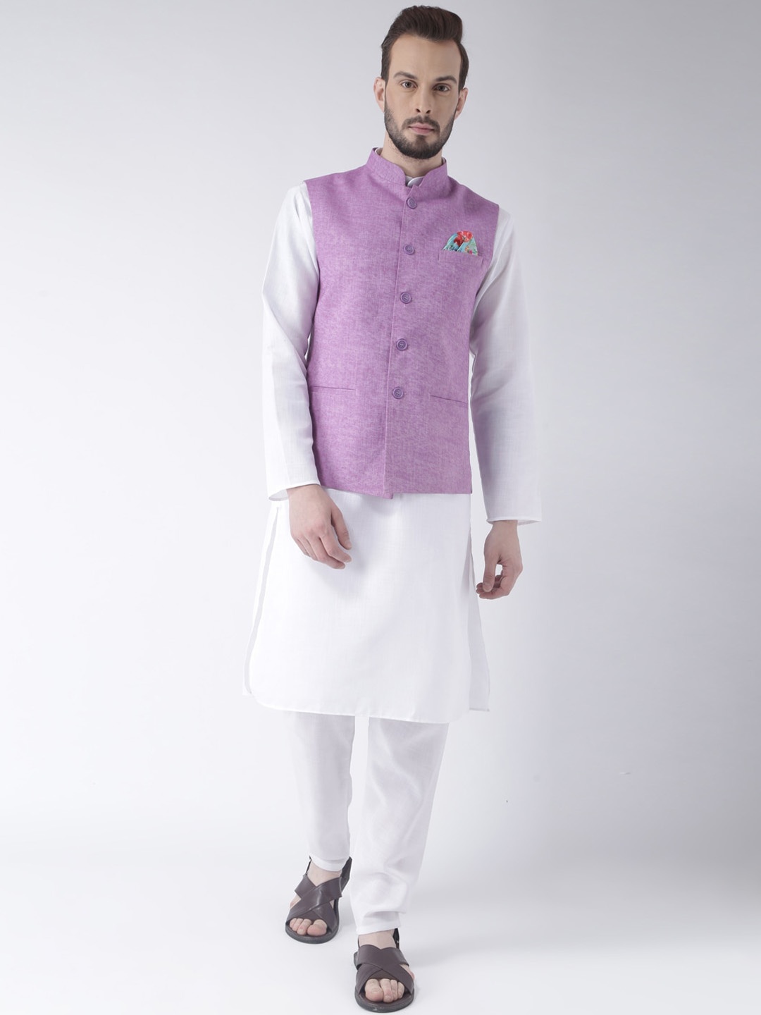 

hangup trend Men Kurta with Pyjamas & Nehru Jacket, White