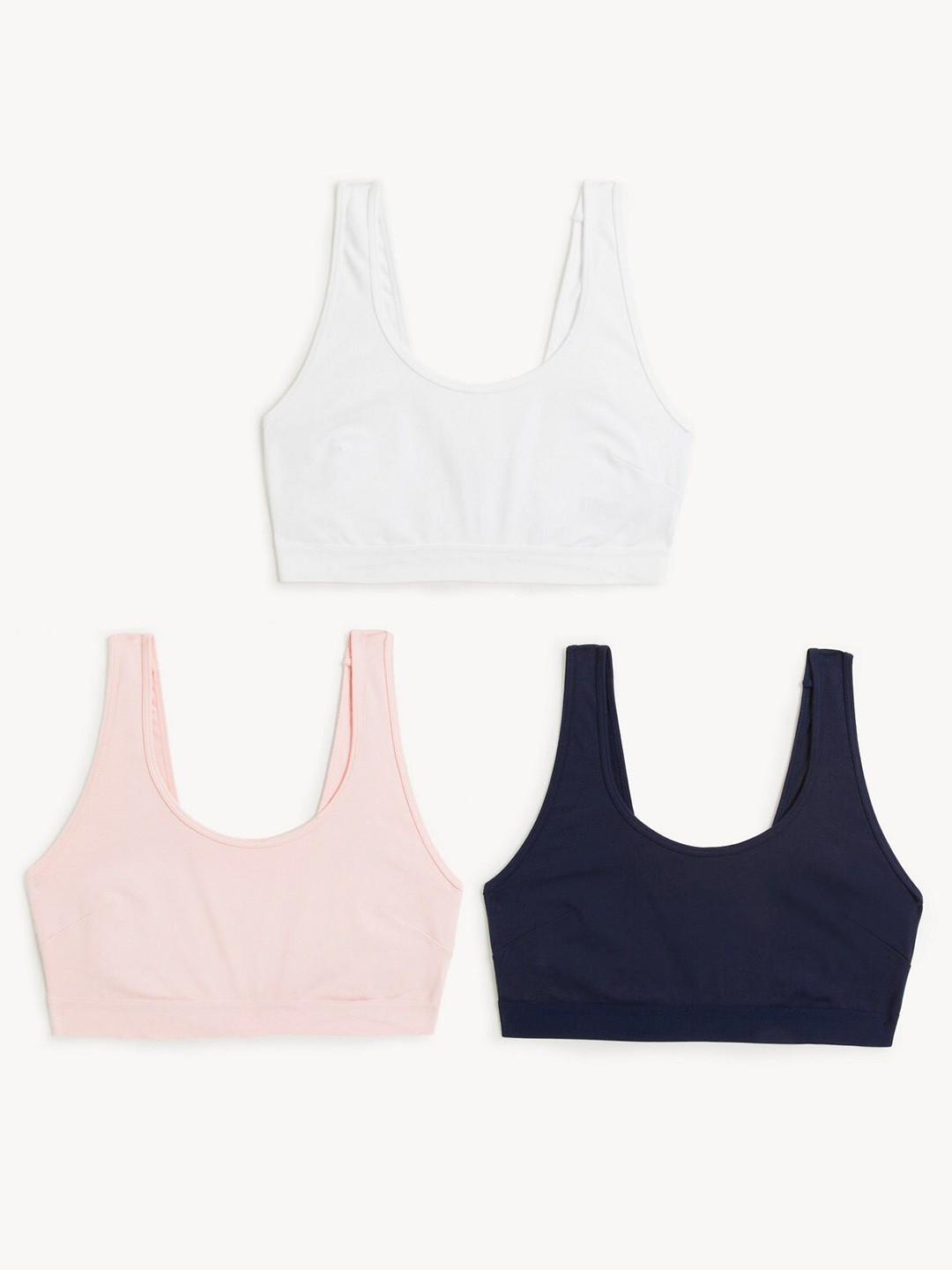 

Marks & Spencer Pack Of 3 Non Padded Solid Non Wired Cotton Bra, Pink