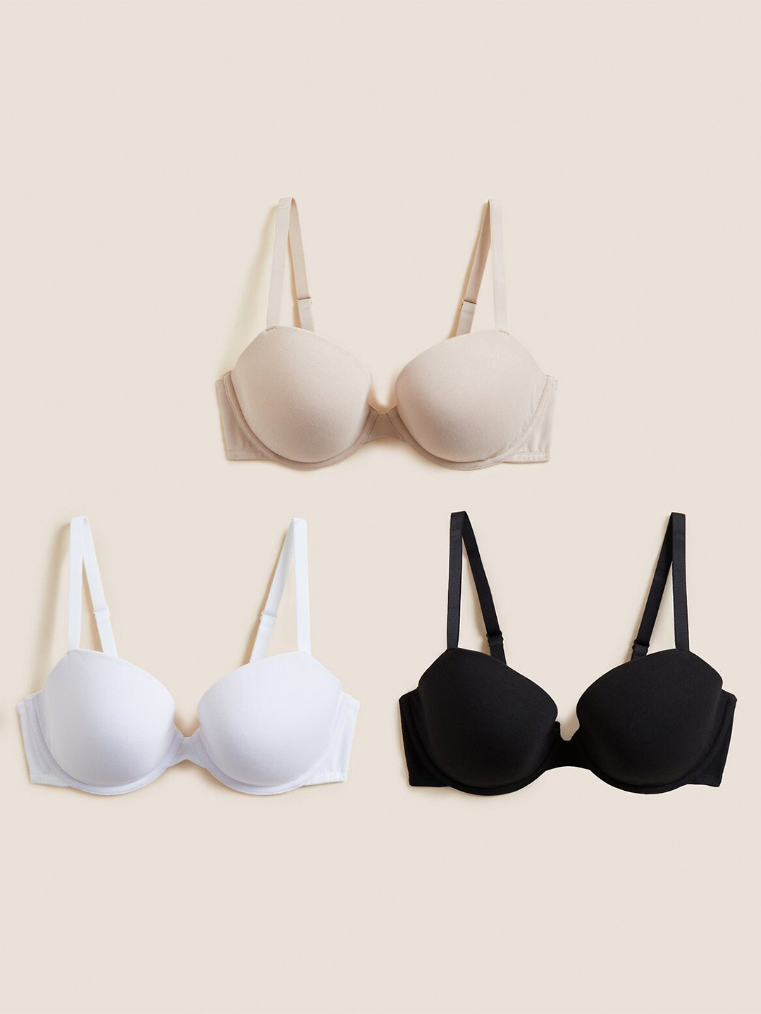 

Marks & Spencer Pack of 3 Push-Up Bra - Underwired Heavily Padded, Black