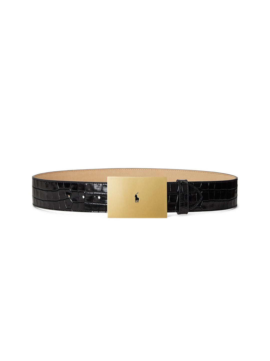 

Polo Ralph Lauren Women Croc-Embossed Textured Leather Belts, Black